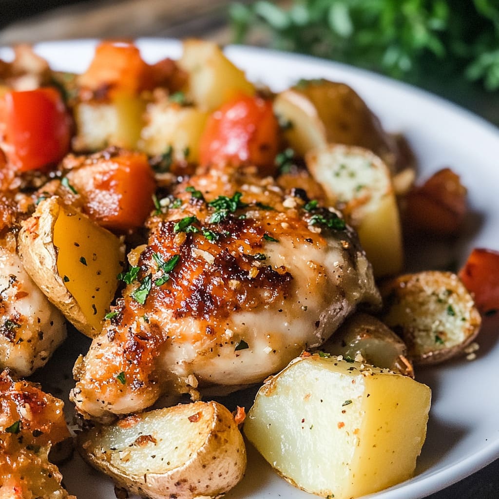 Flavorful Garlic Roasted Chicken and Potatoes Made Easy